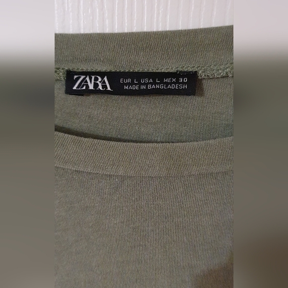 ZARA Rolled Sleeves T-shirt Dress Olive‎ Green Womens Size L Urban Streetwear - Picture 6 of 6